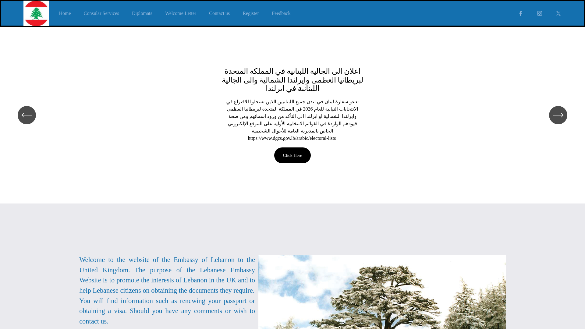website screenshot of https://lebanonembassyuk.com/
