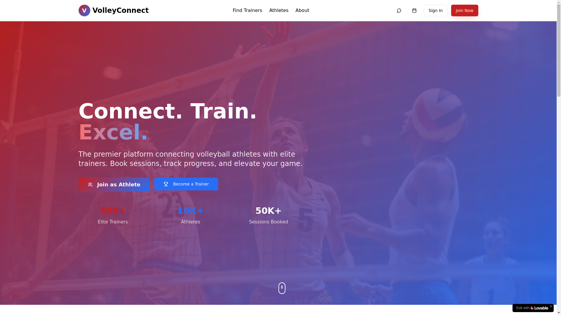 website screenshot of https://volleyconnect.net/