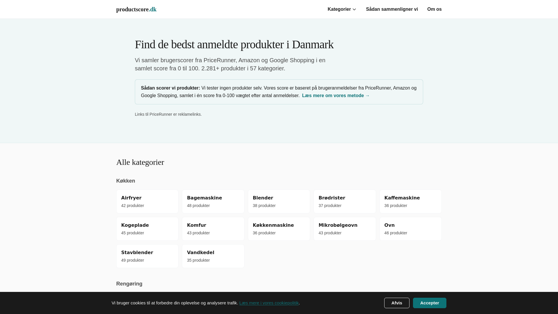 website screenshot of https://productscore.dk/