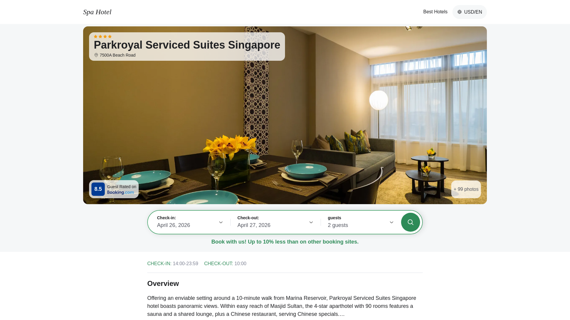 website screenshot of https://parkroyalservicedsuitessgapore.spahotel.guru