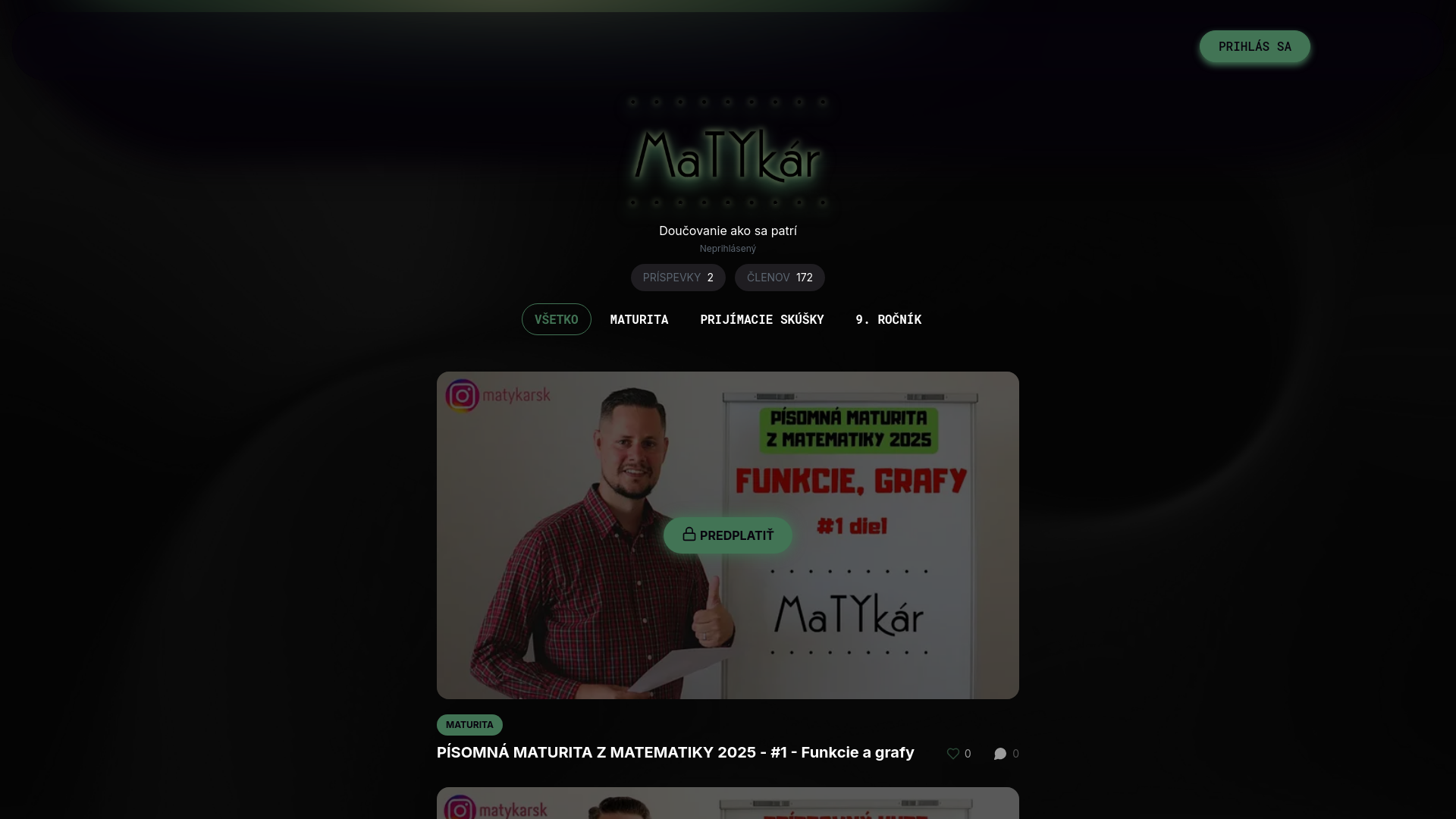 website screenshot of https://matykar.sk/