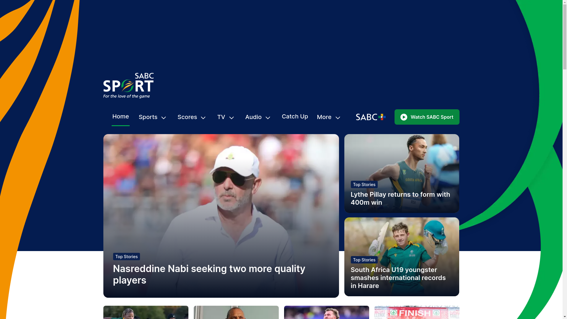 website screenshot of https://sabcsport.co.za/