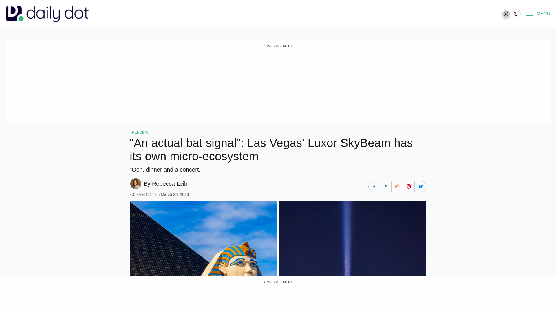 website screenshot of https://dailydot.com/las-vegas-luxor-skybeam-micro-ecosystem