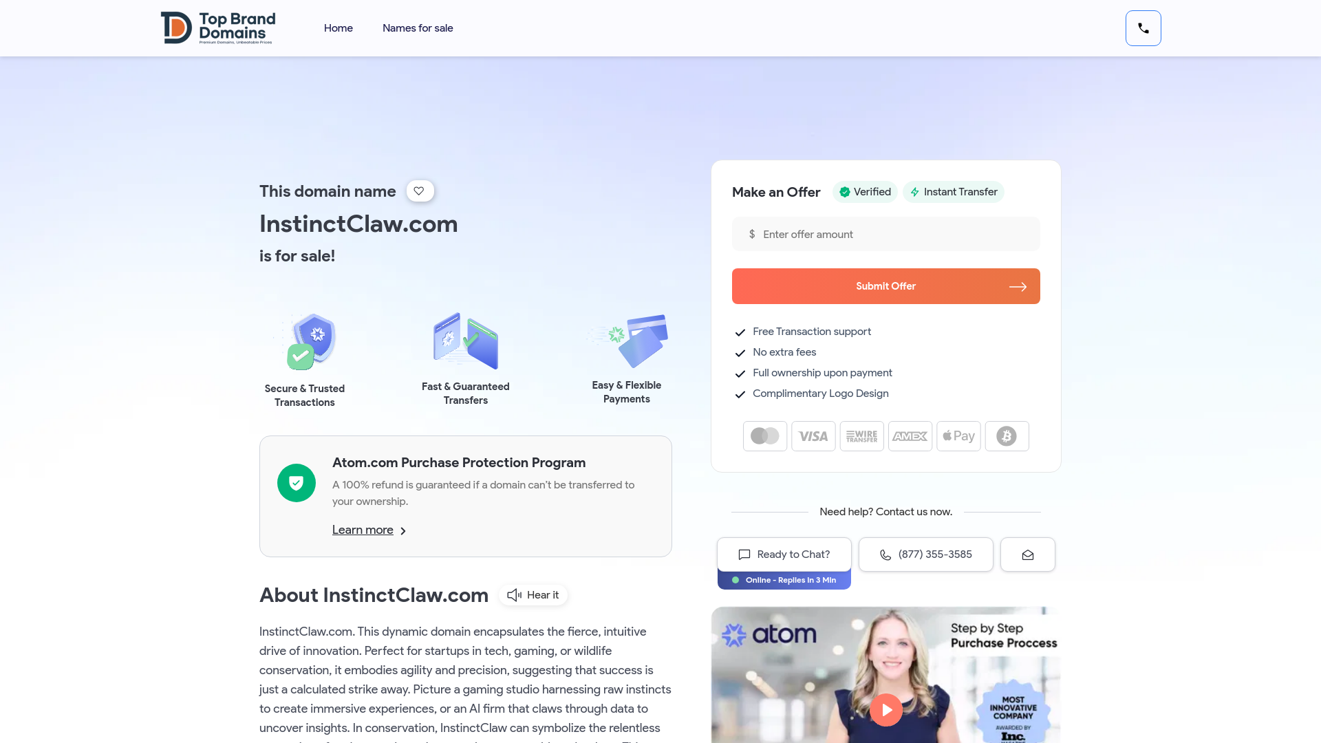 website screenshot of https://instinctclaw.com