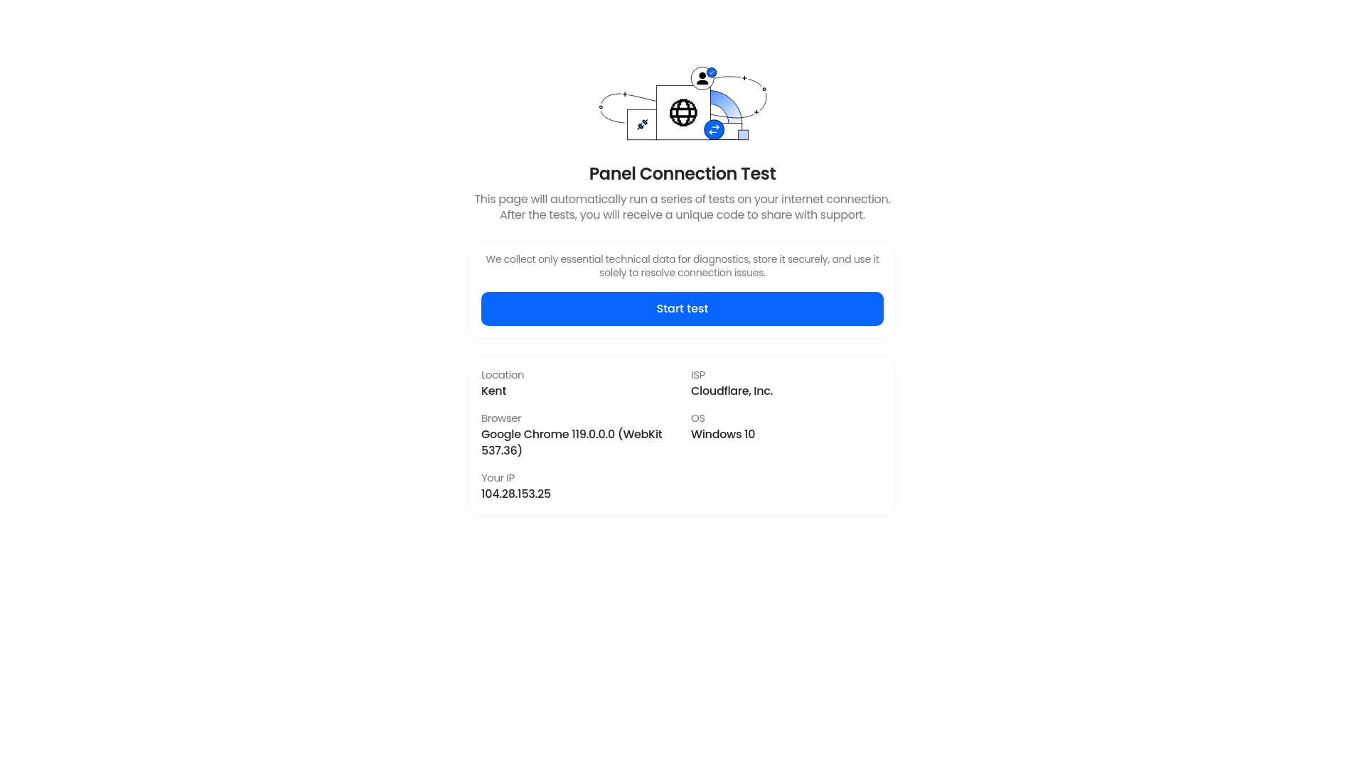 website screenshot of https://panelconnectiontest.ru