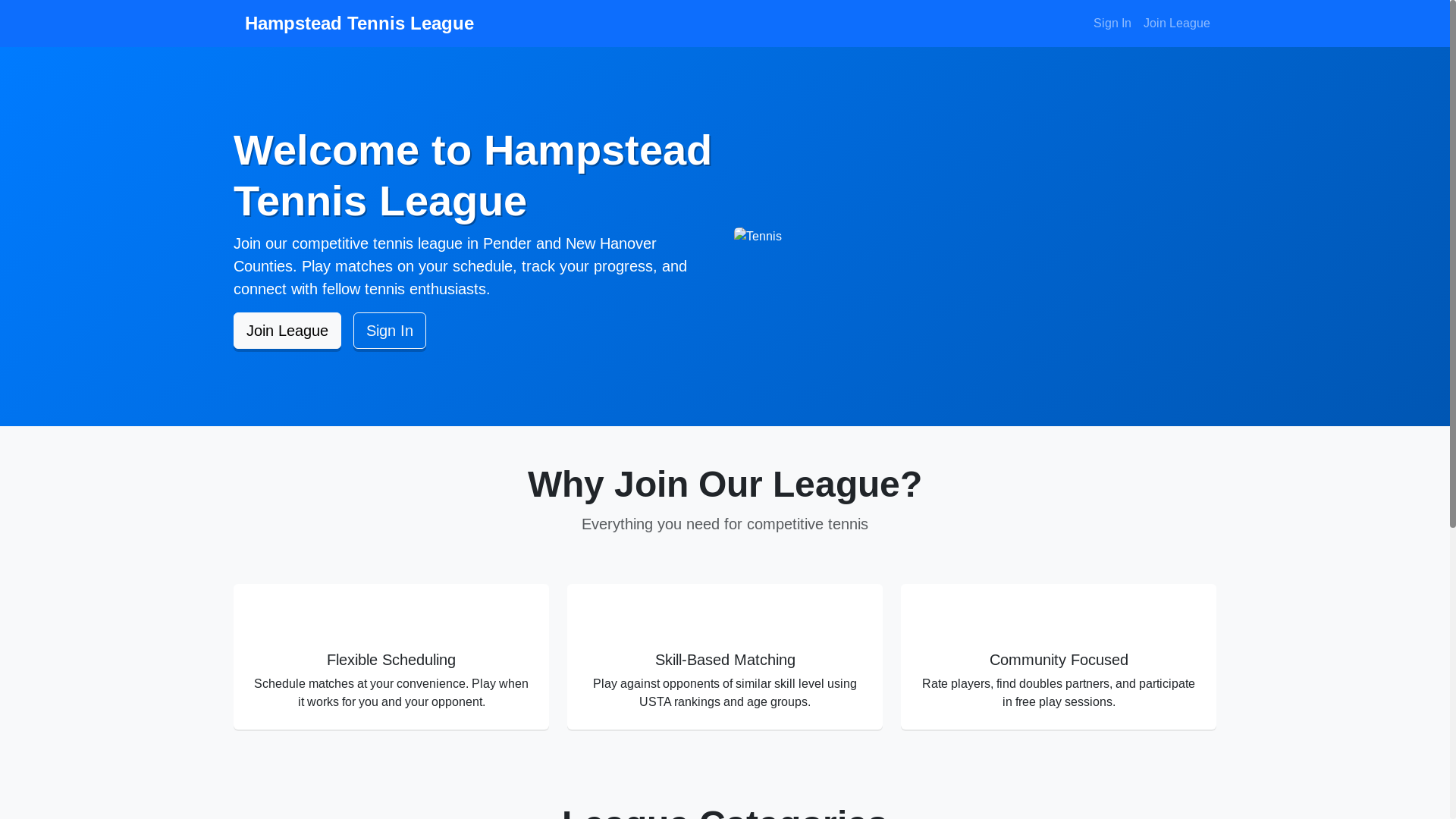 website screenshot of https://hampsteadtennis.org/