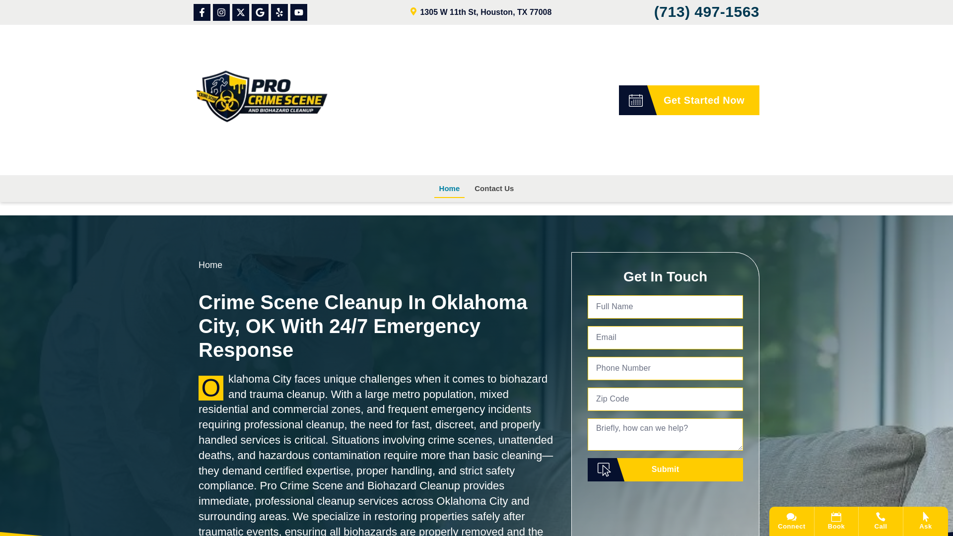 website screenshot of https://procrimescenebiohazardcleanup.com/