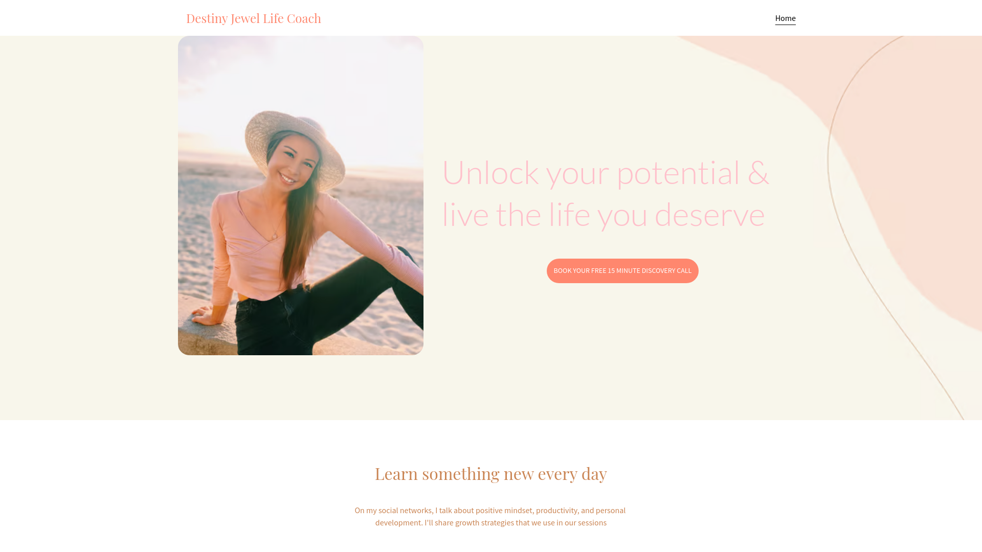 website screenshot of https://lifecoachdestinyjewel.com/