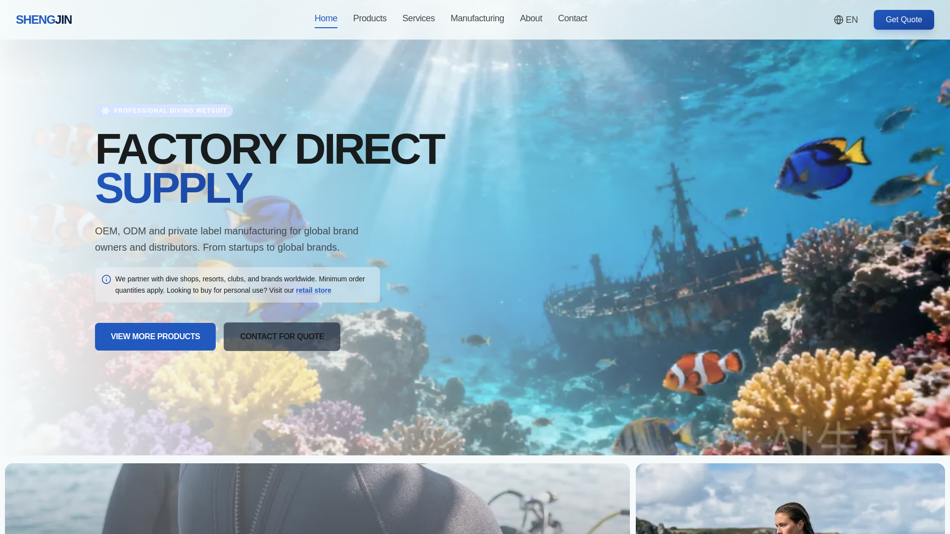 website screenshot of https://divingwaygear.com/