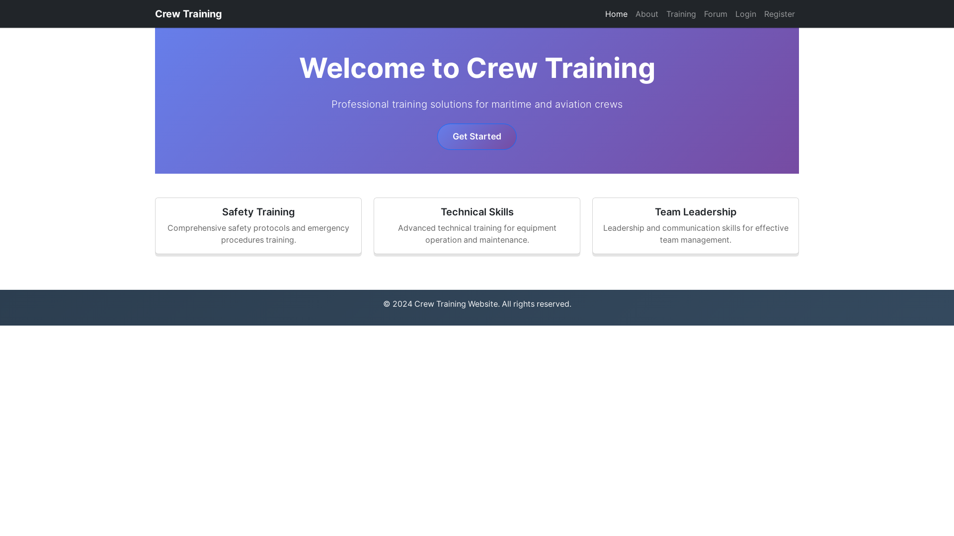 website screenshot of https://crew-trainer.com/