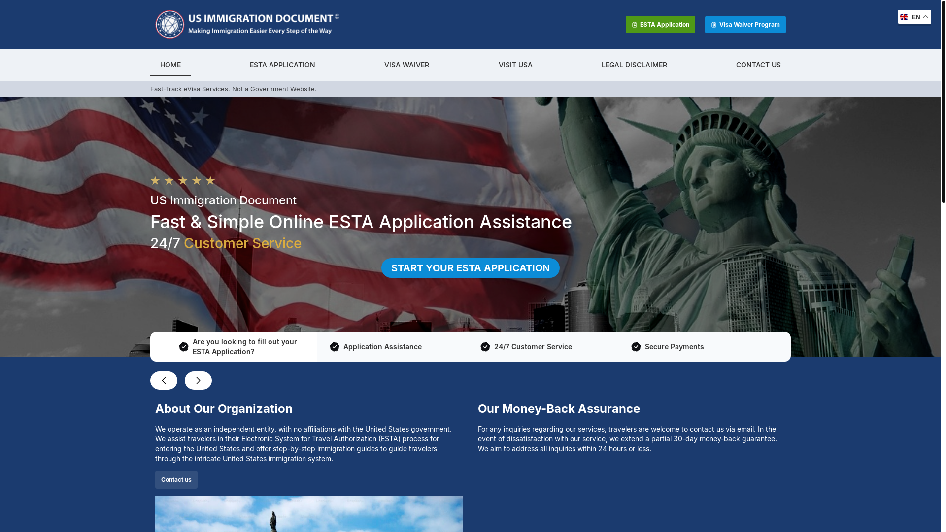 website screenshot of https://usimmigrationdocument.org/