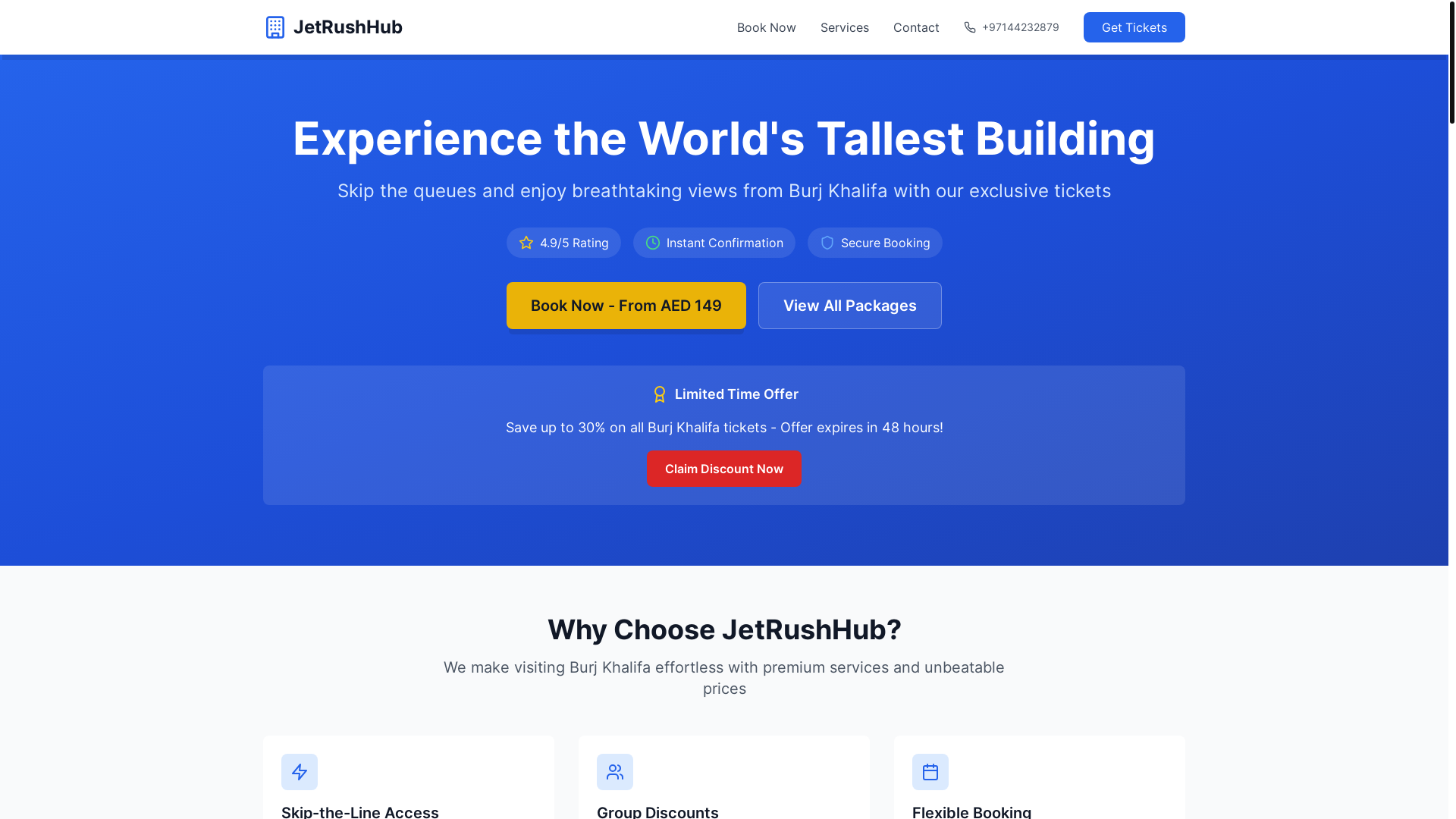 website screenshot of https://jetrushhub.store/