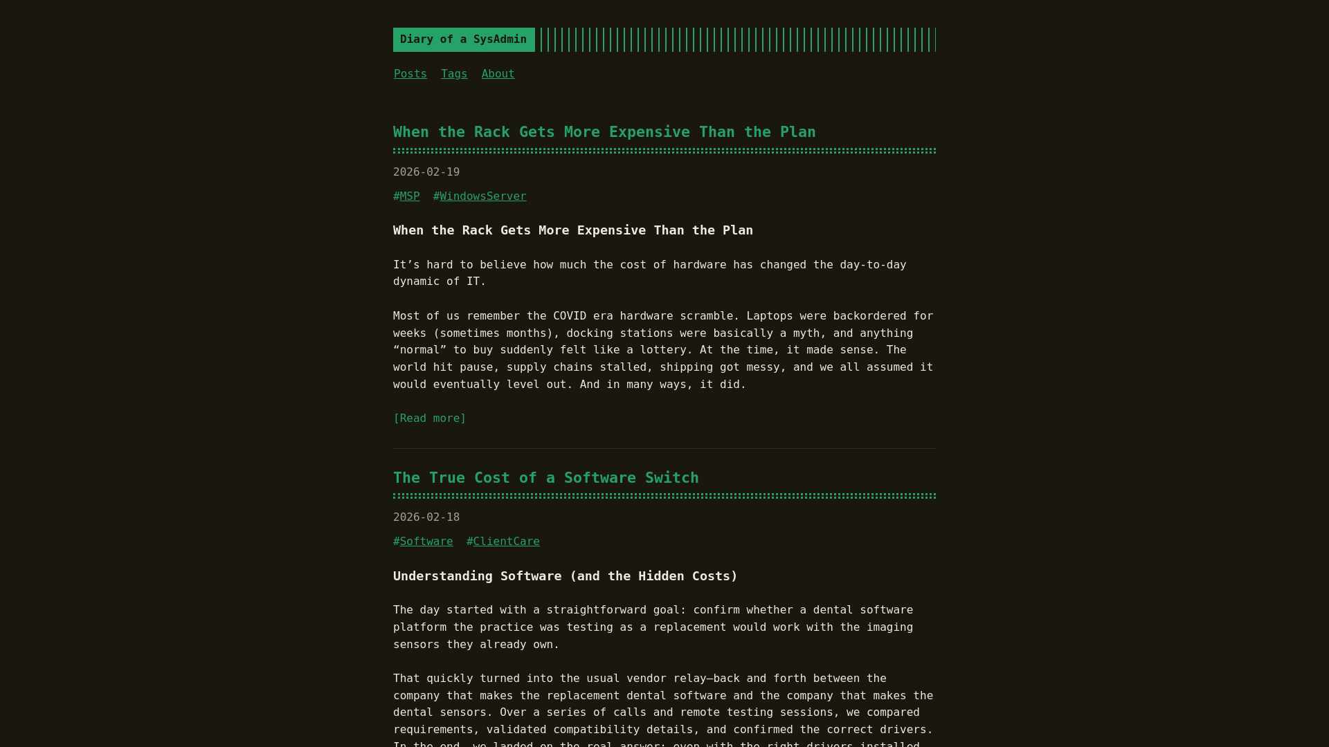 website screenshot of https://diary-of-a-sysadmin.pages.dev/