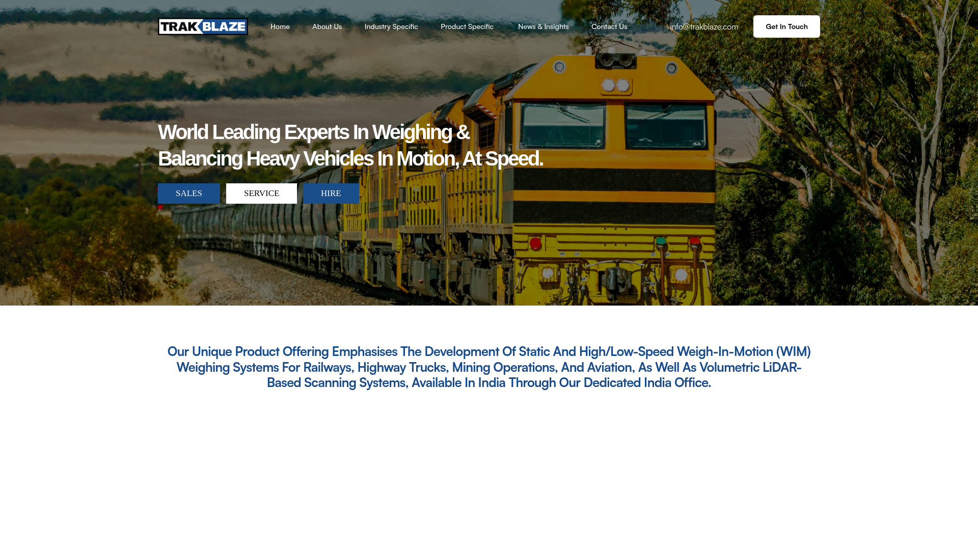 website screenshot of https://trakblaze.in/