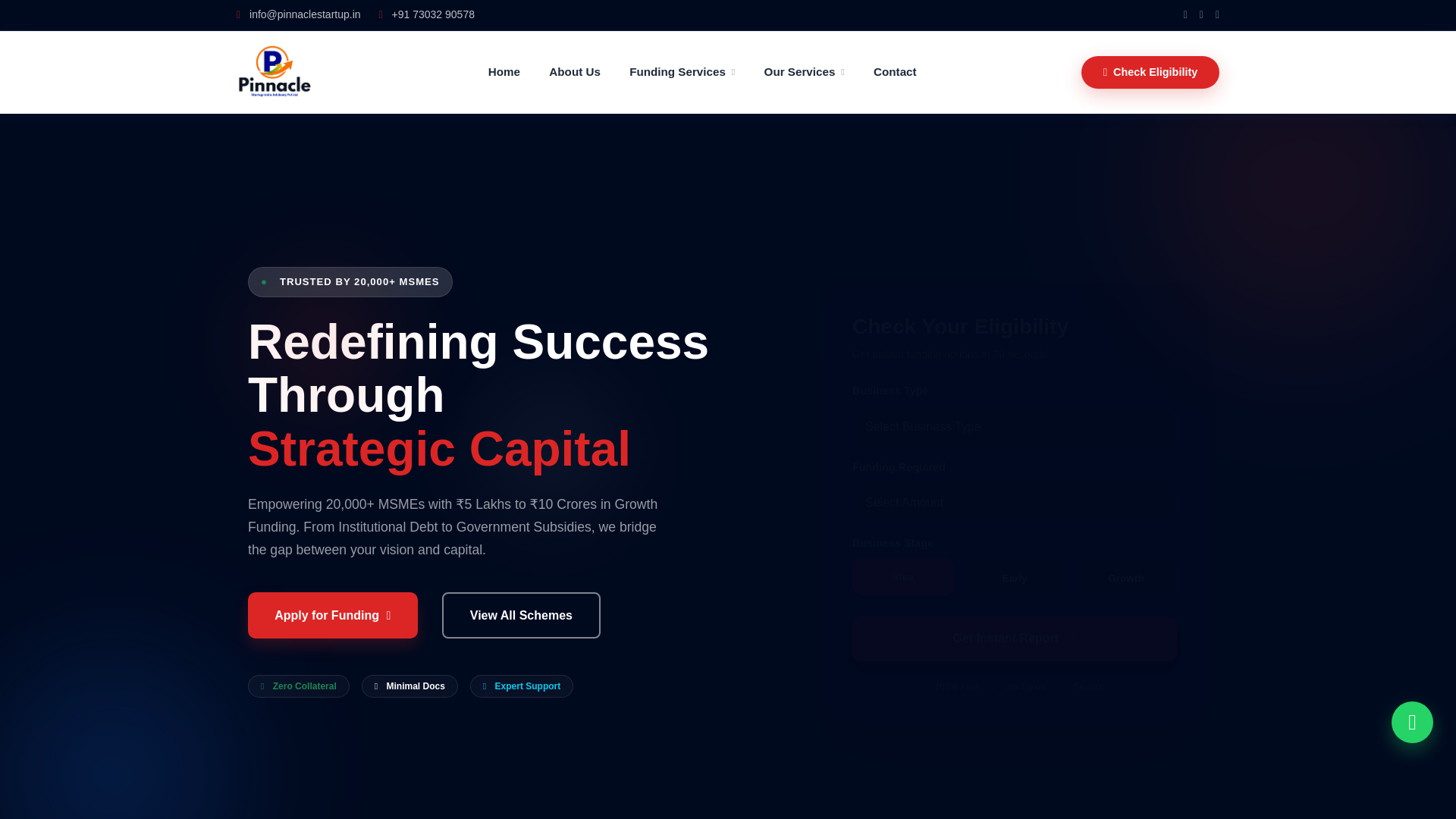 website screenshot of https://pinnaclestartup.in/