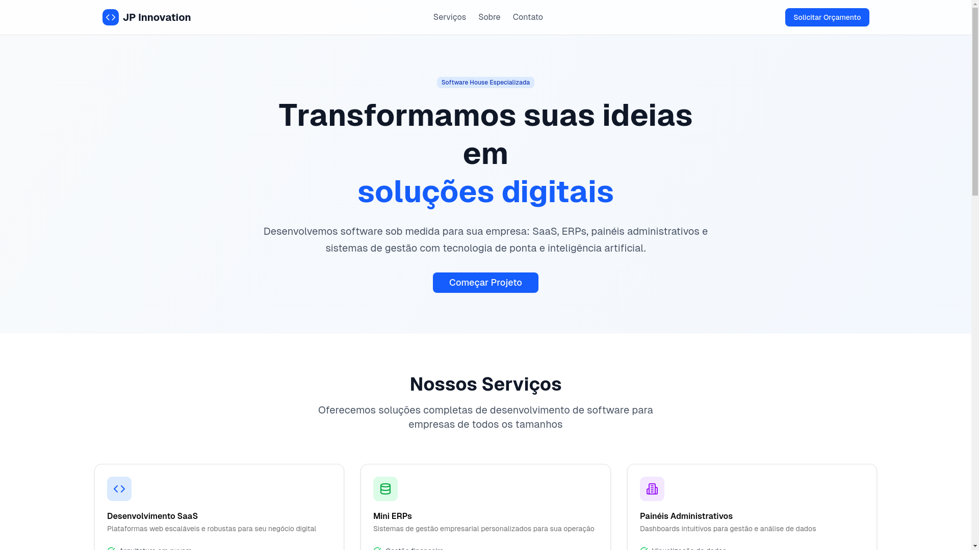website screenshot of https://jpinnovation.com.br/