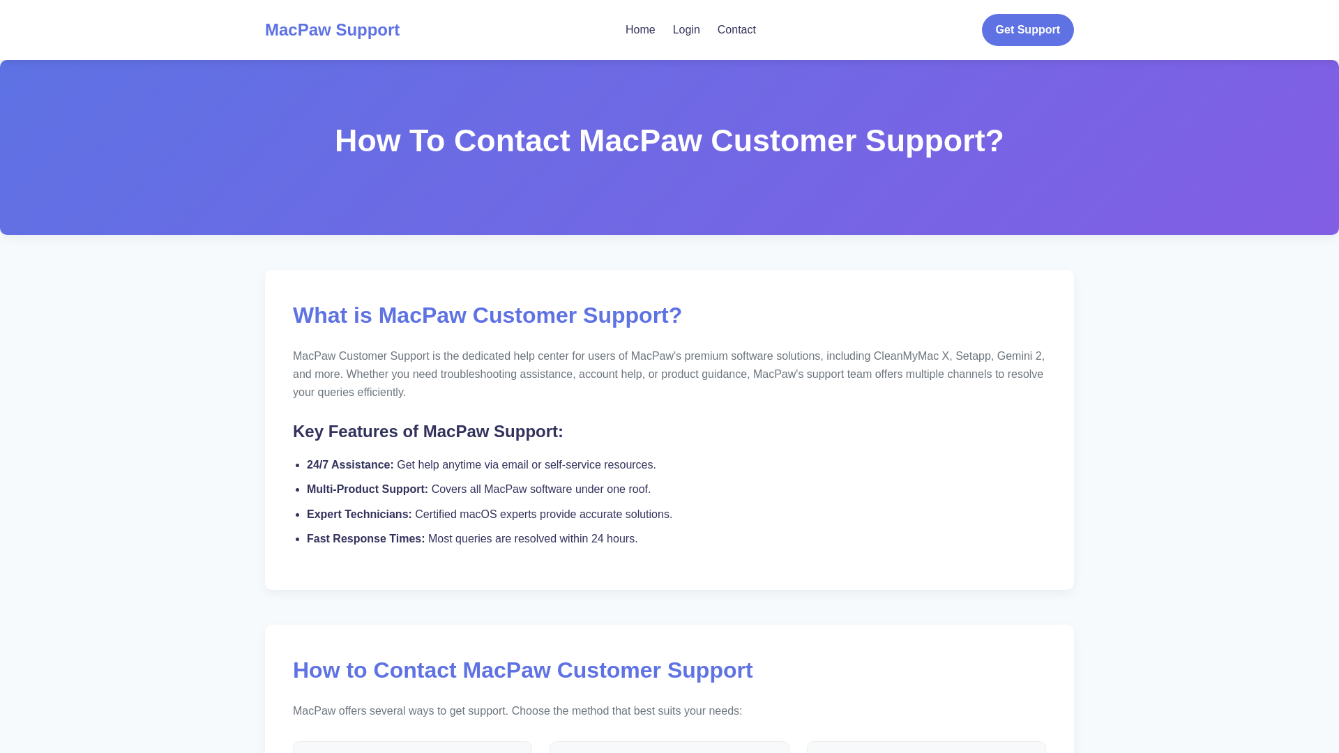 website screenshot of https://macpawcleanmypc.support