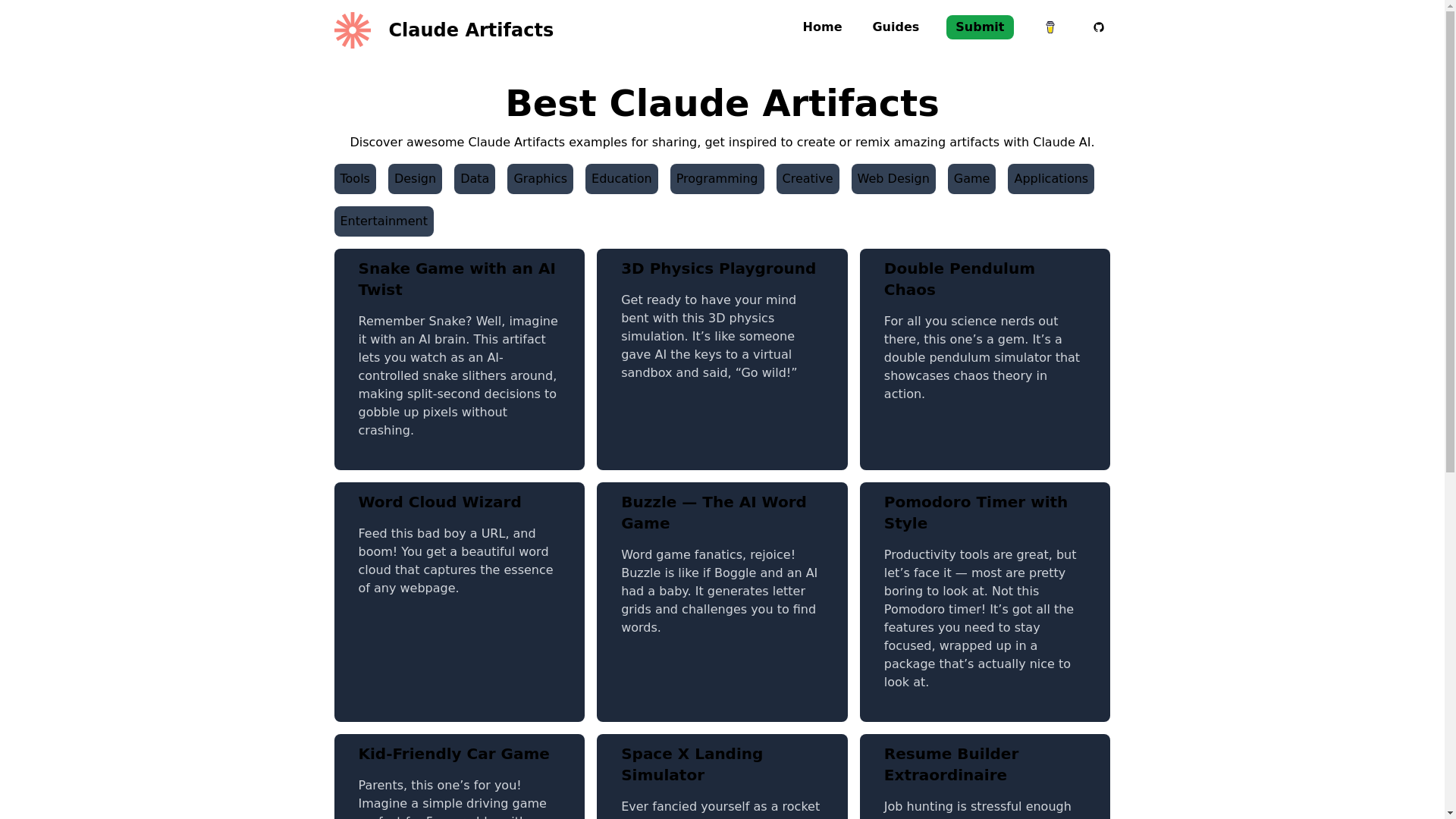 website screenshot of https://madewithclaude.pages.dev/