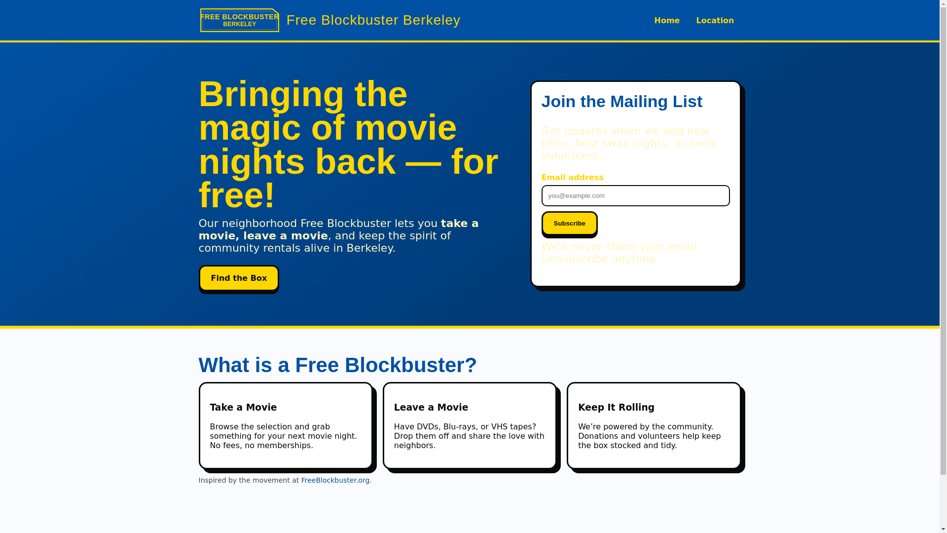 website screenshot of https://berkleyblockbuster.org/