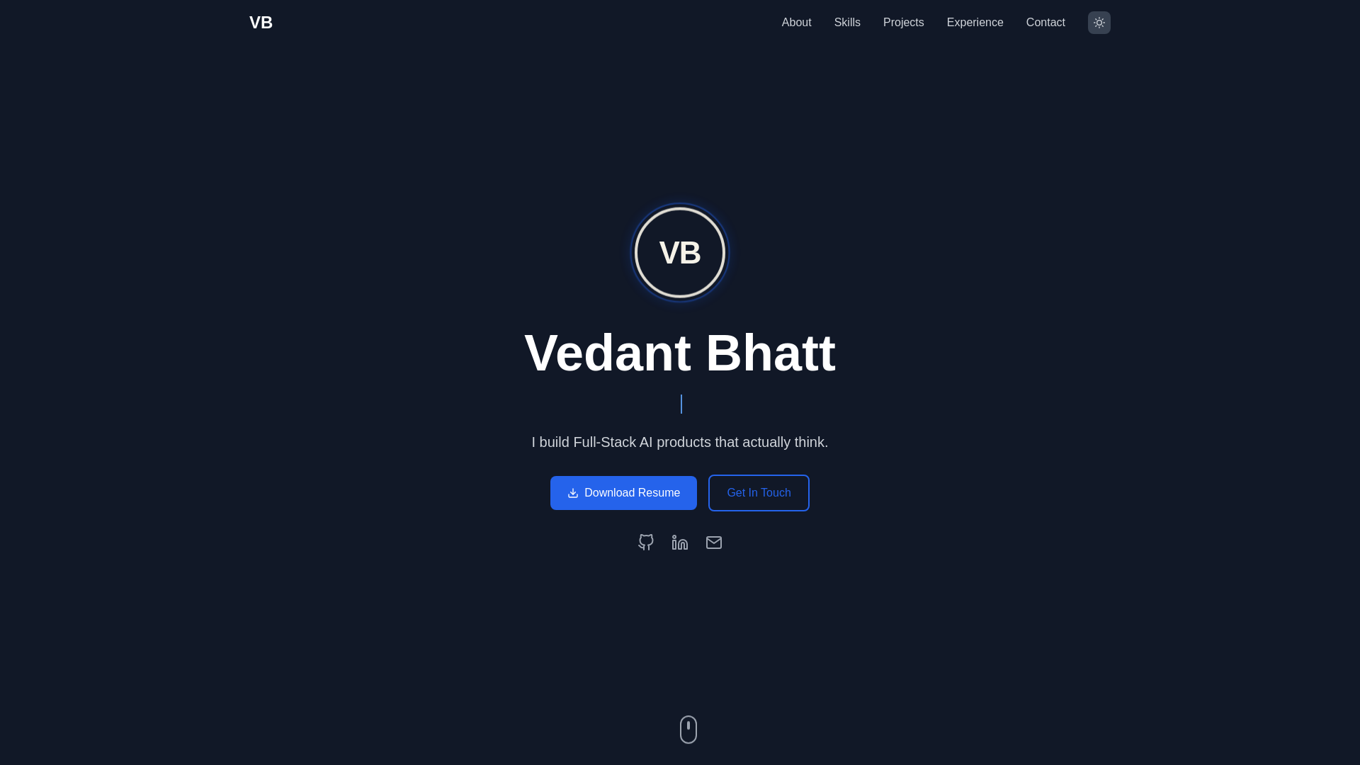 website screenshot of https://vedantbhatt.in/