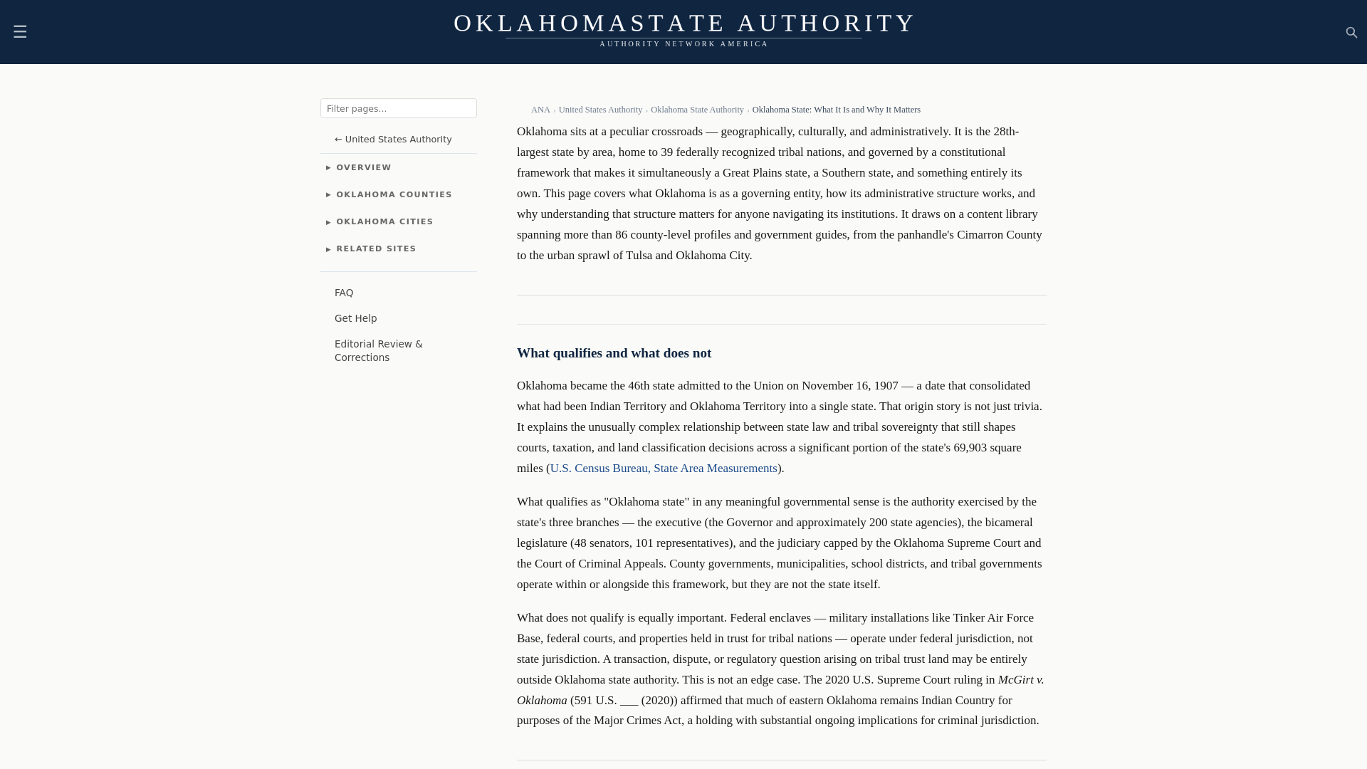 website screenshot of https://oklahomastateauthority.com/