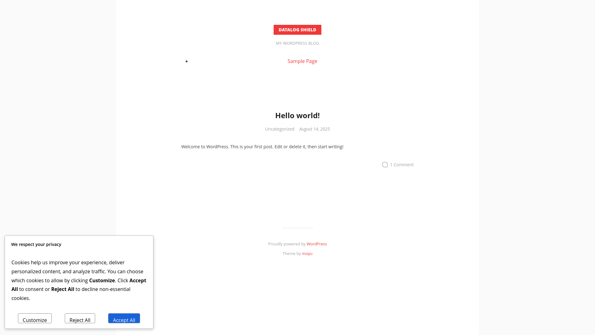website screenshot of https://datalogshield.net/