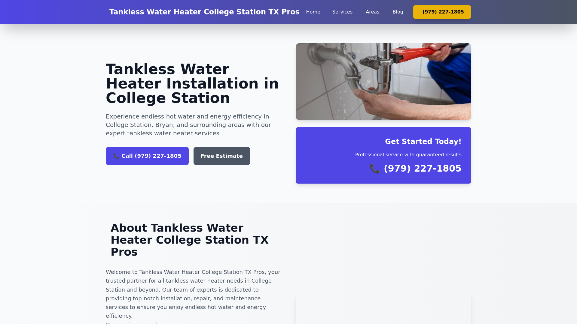 website screenshot of https://tankless-water-heater-college-station-tx-pros.pages.dev/