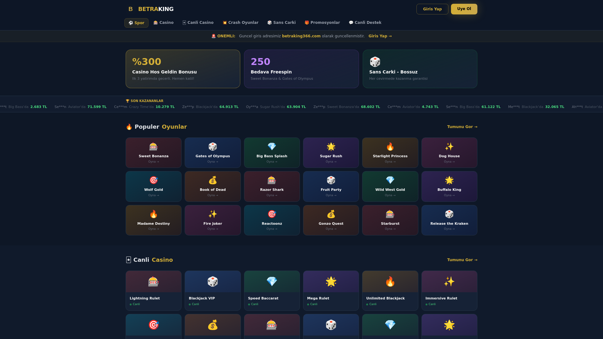 website screenshot of https://betraking.net