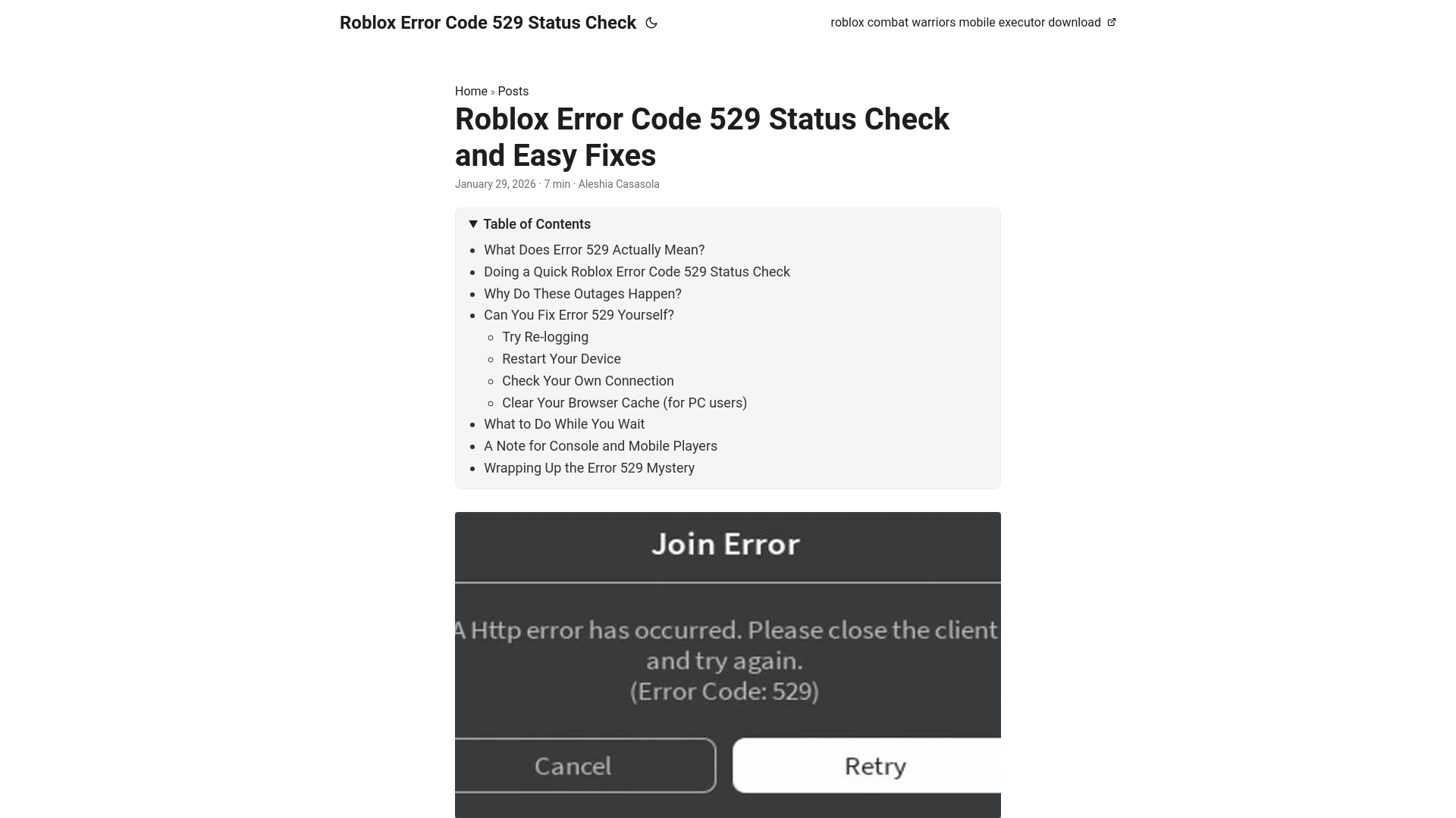 website screenshot of https://roblox-error-code-529-status-check.pages.dev/