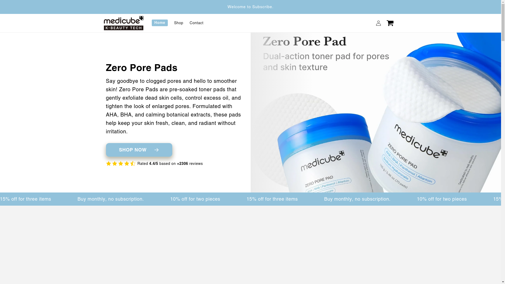 website screenshot of https://medicubepads.shop/