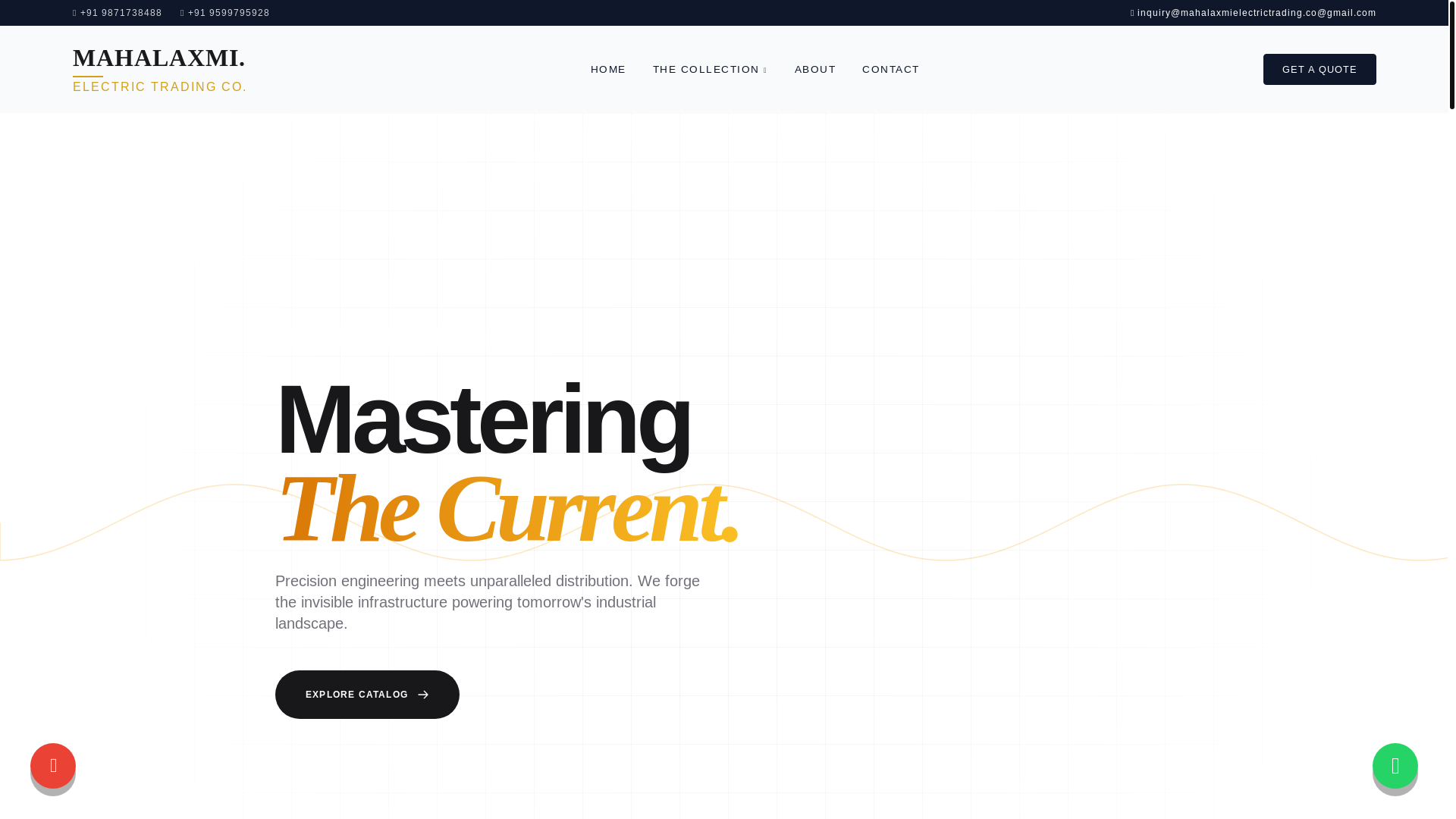 website screenshot of https://mahalaxmielectrictrading.in
