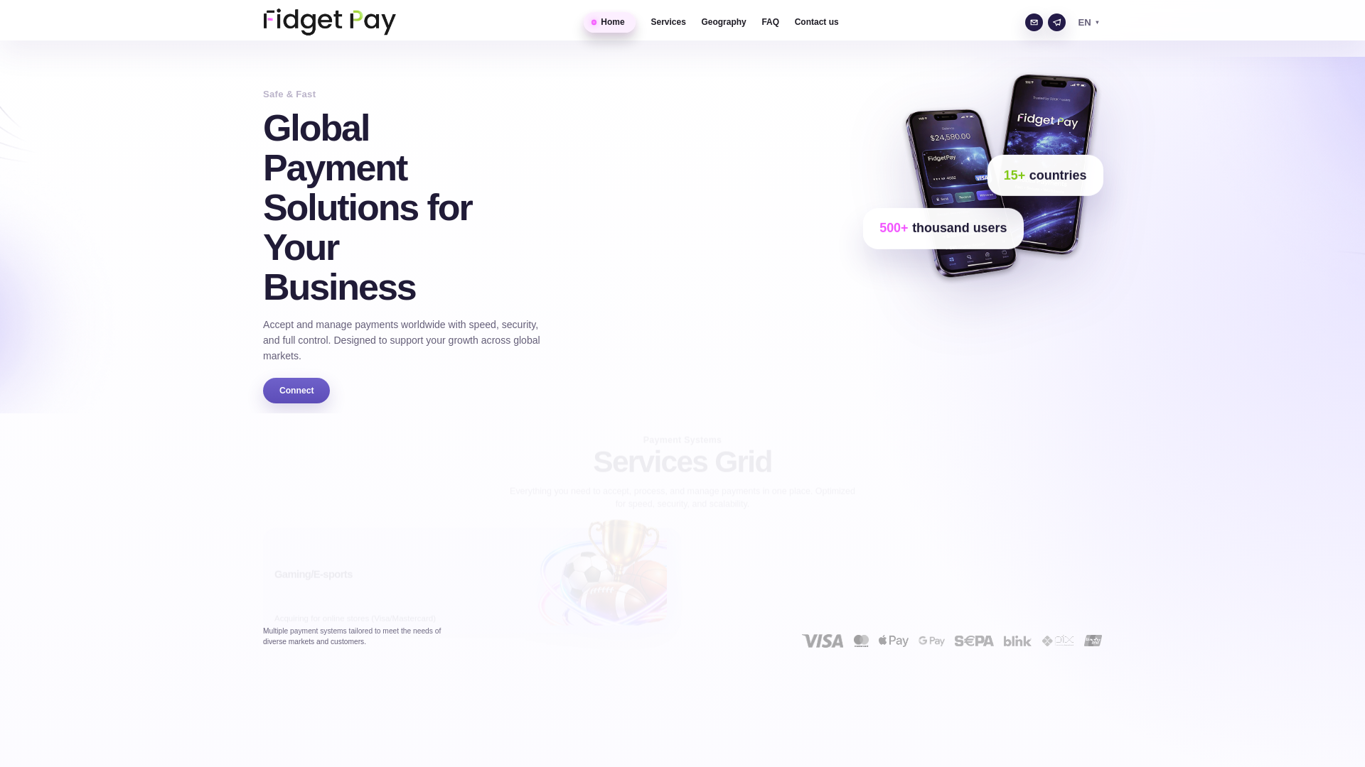 website screenshot of https://fidgetpay.com