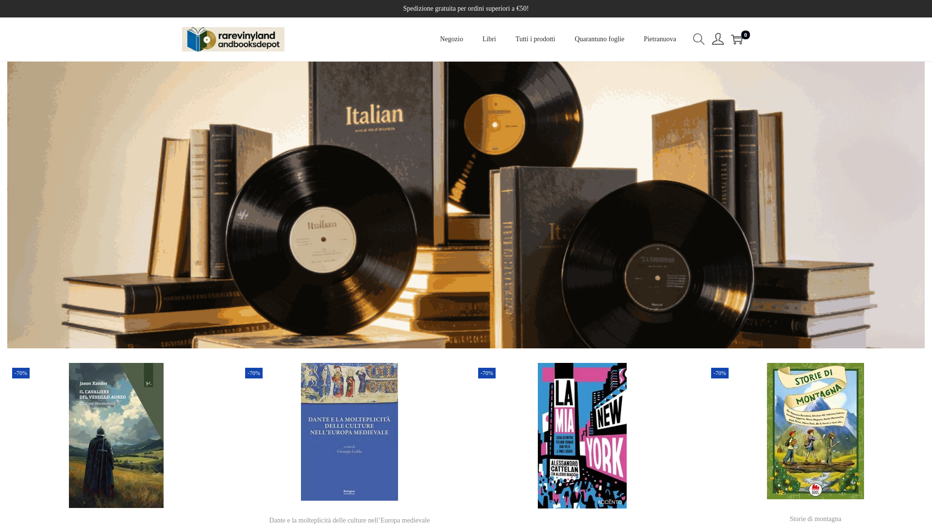 website screenshot of https://rarevinylandbooksdepot.com/