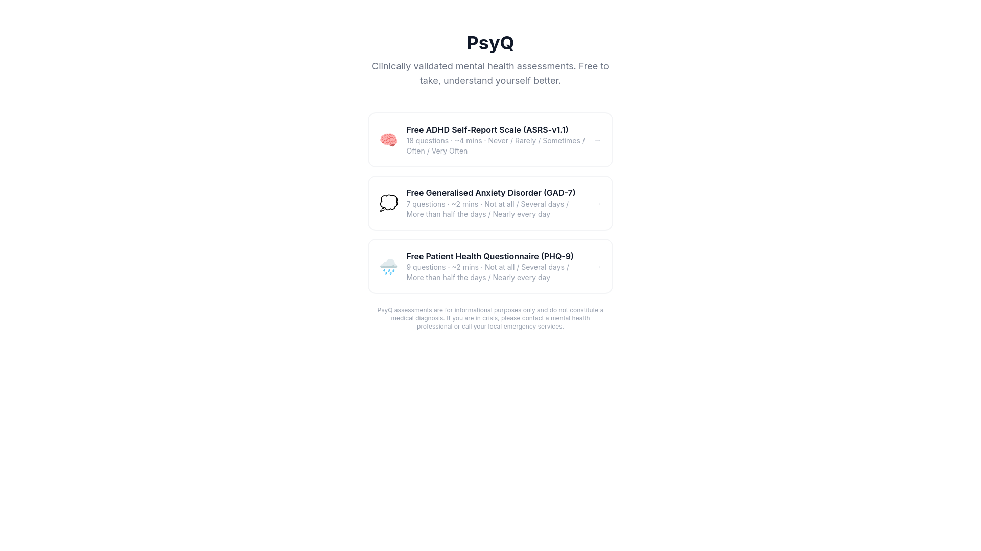 website screenshot of https://psyquiz.me/