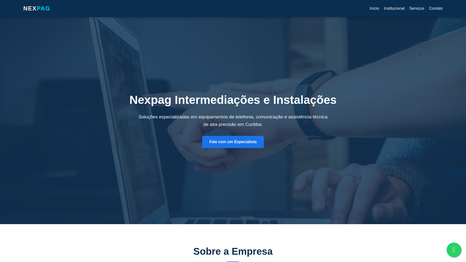 website screenshot of https://nexpagsolucoes.com/