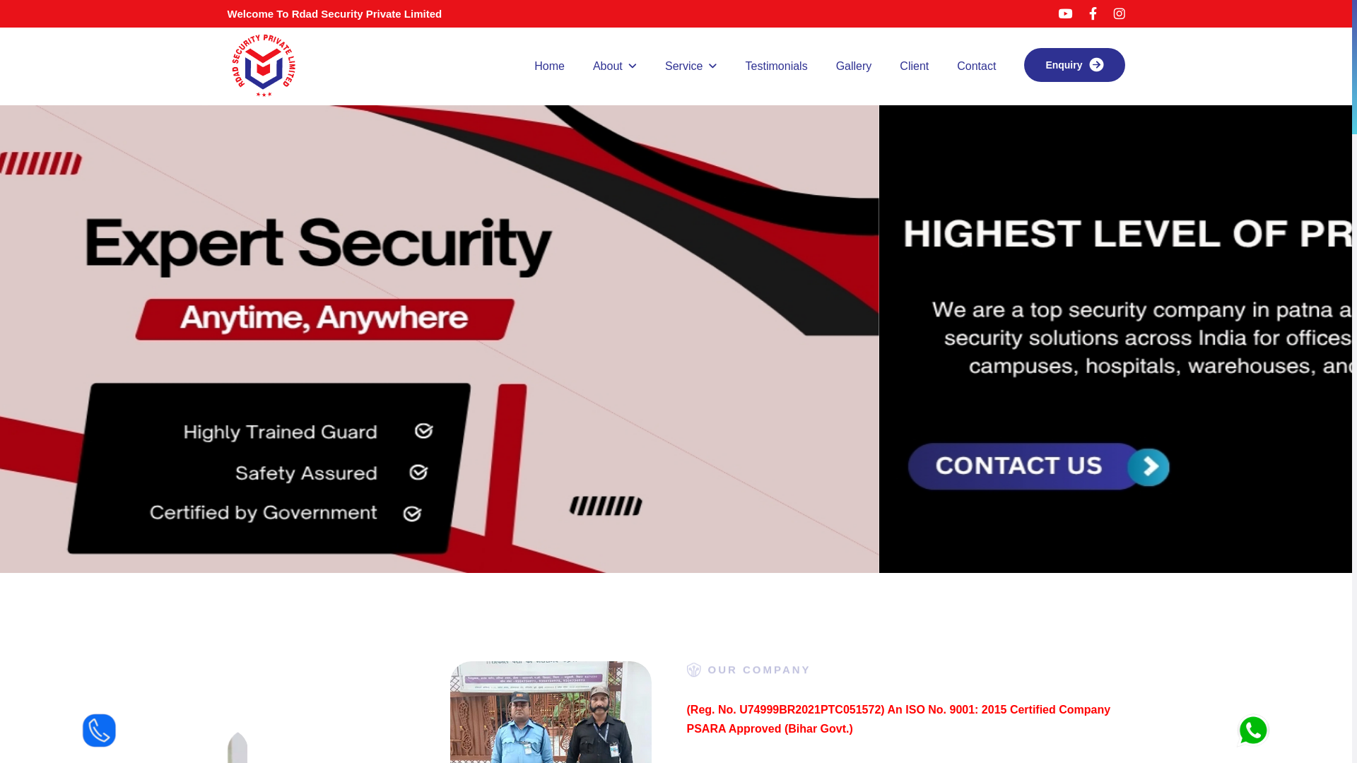 website screenshot of https://rdadsecurity.co.in/