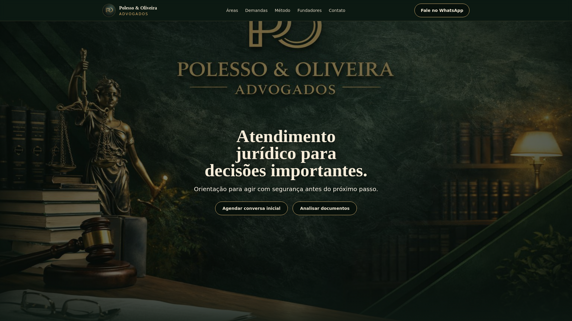 website screenshot of https://polesso-oliveira-advogados.pages.dev/