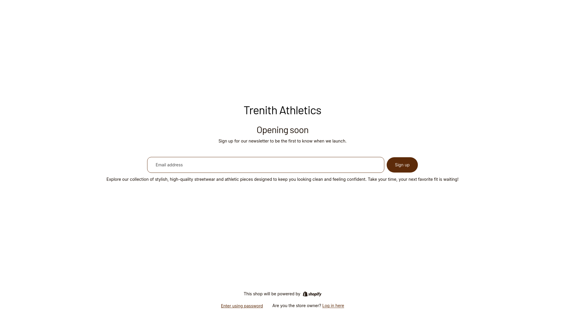 website screenshot of https://trenithathletics.com/