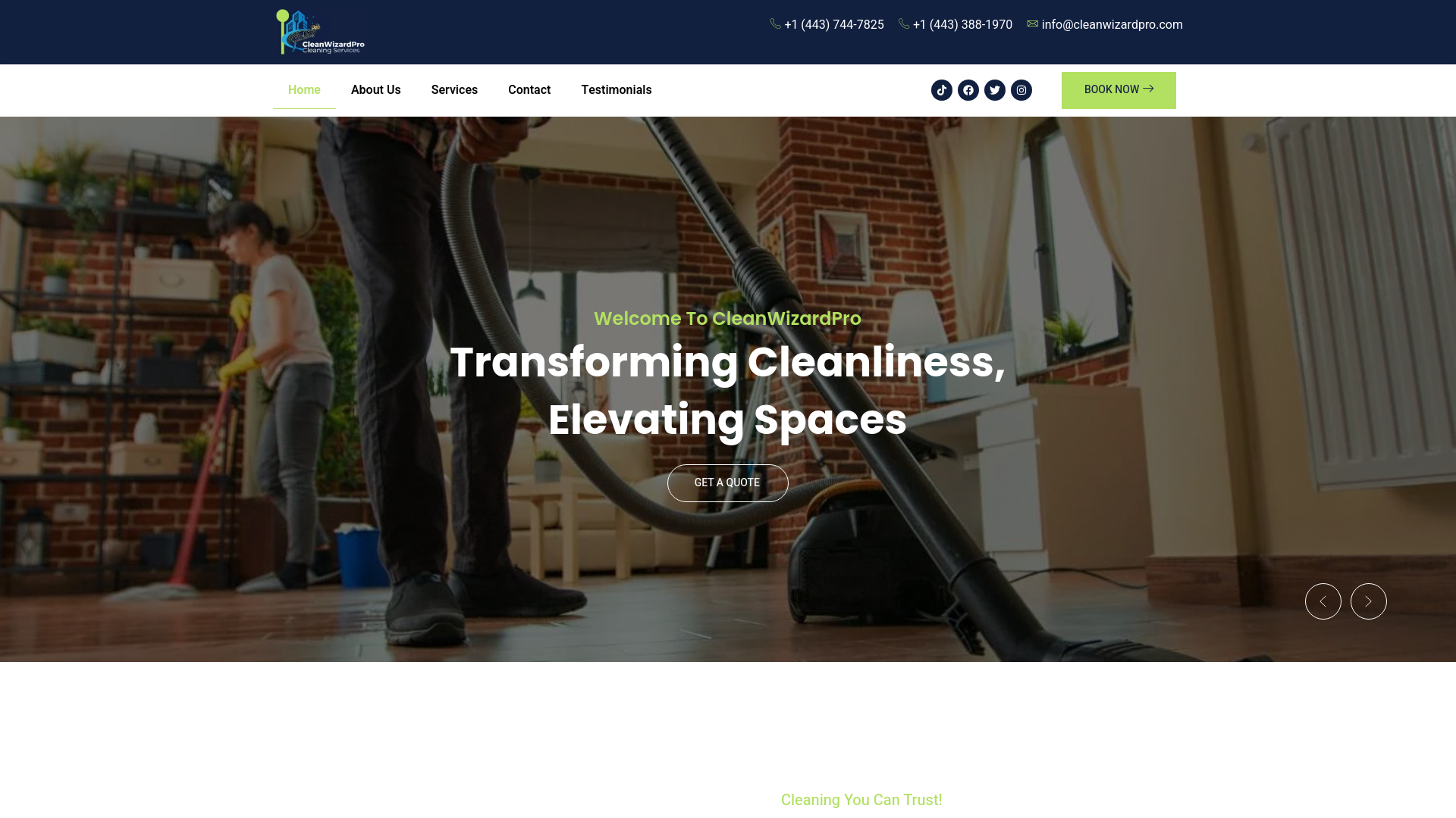 website screenshot of https://cleanwizardpro.com