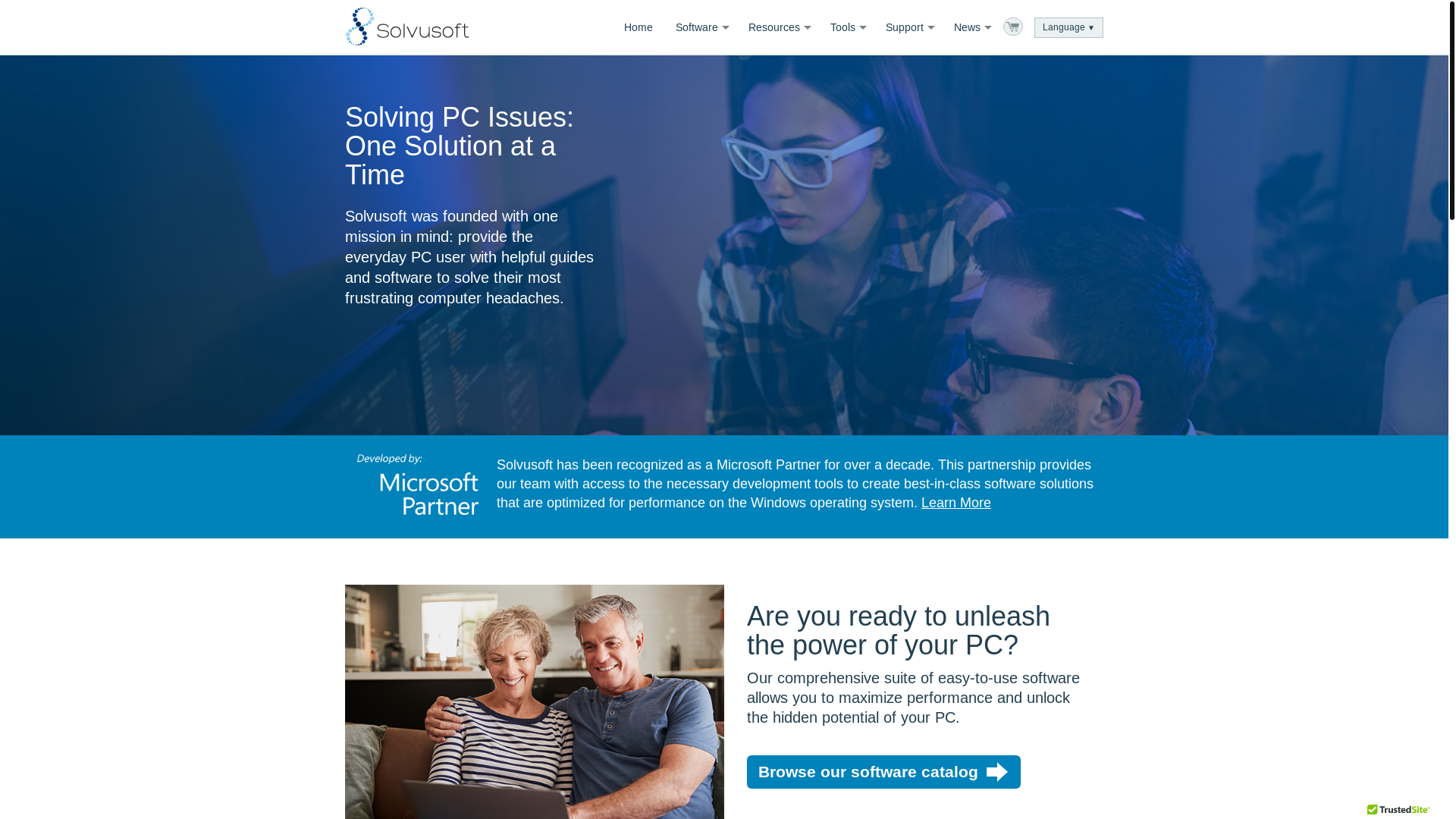 website screenshot of https://solvusoft.com/