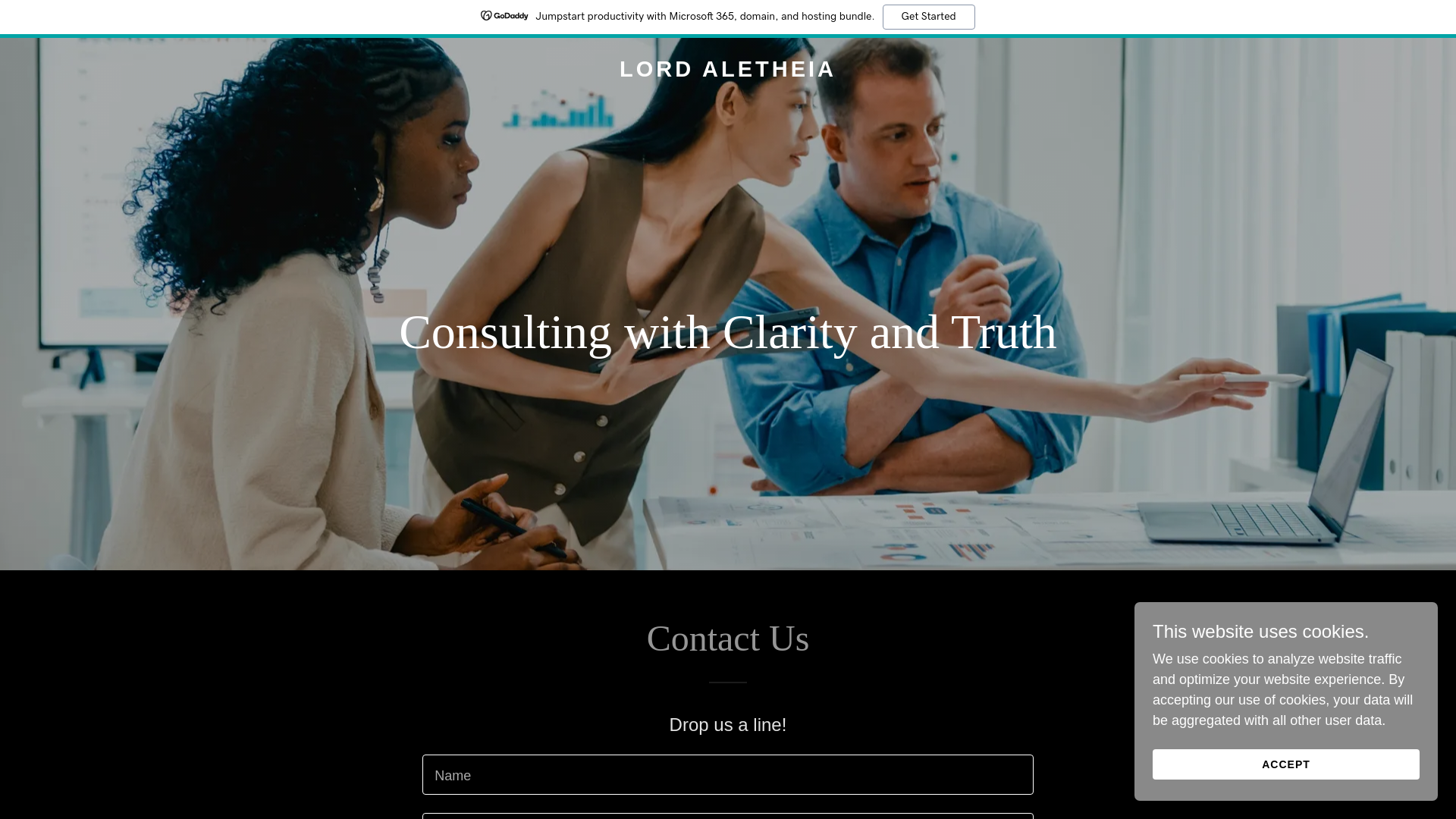 website screenshot of https://lordaletheia.com
