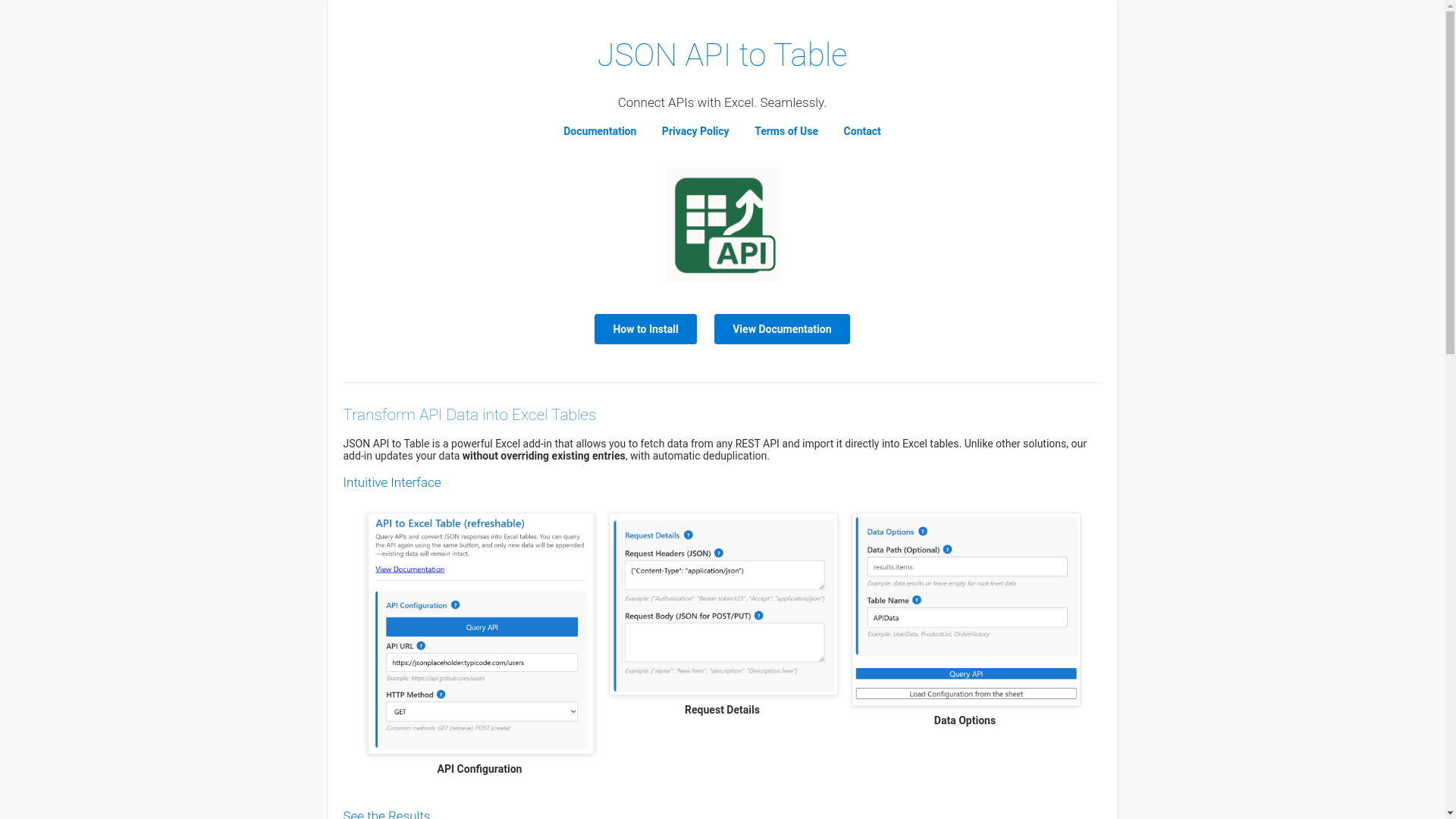 website screenshot of https://exceladdins.pages.dev/