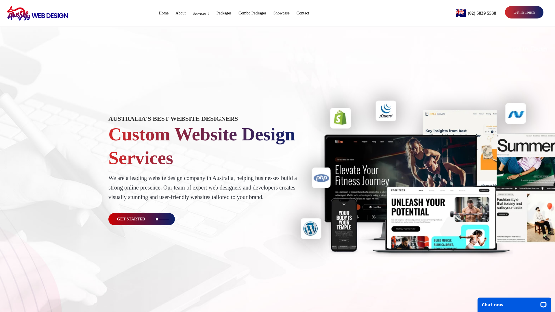 website screenshot of https://aussifywebdesign.com.au