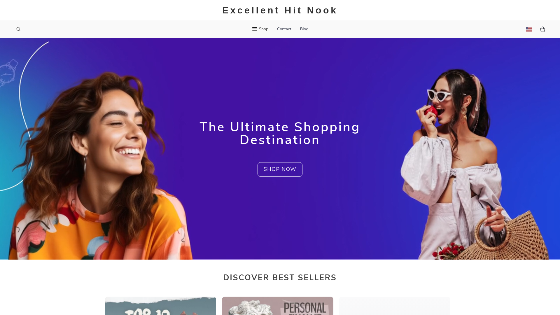 website screenshot of https://excellenthitnook.shop