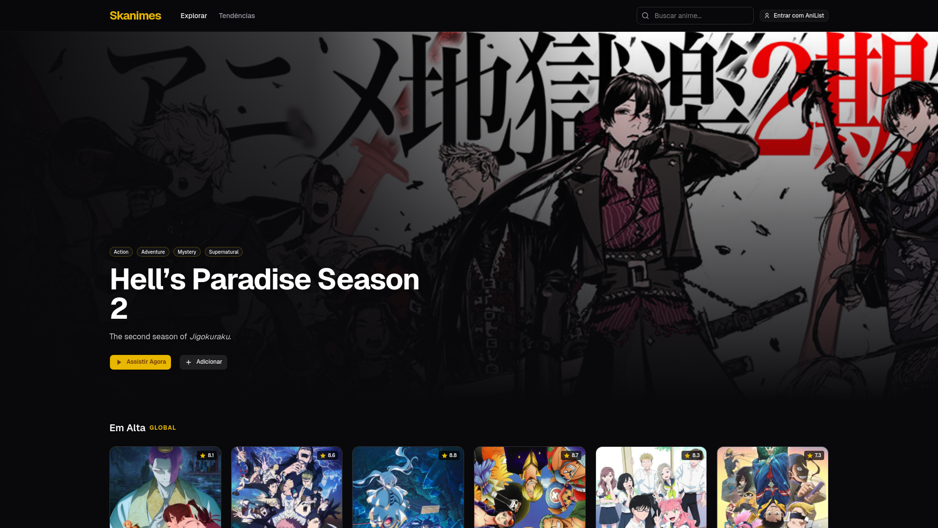 website screenshot of https://skanimes.online