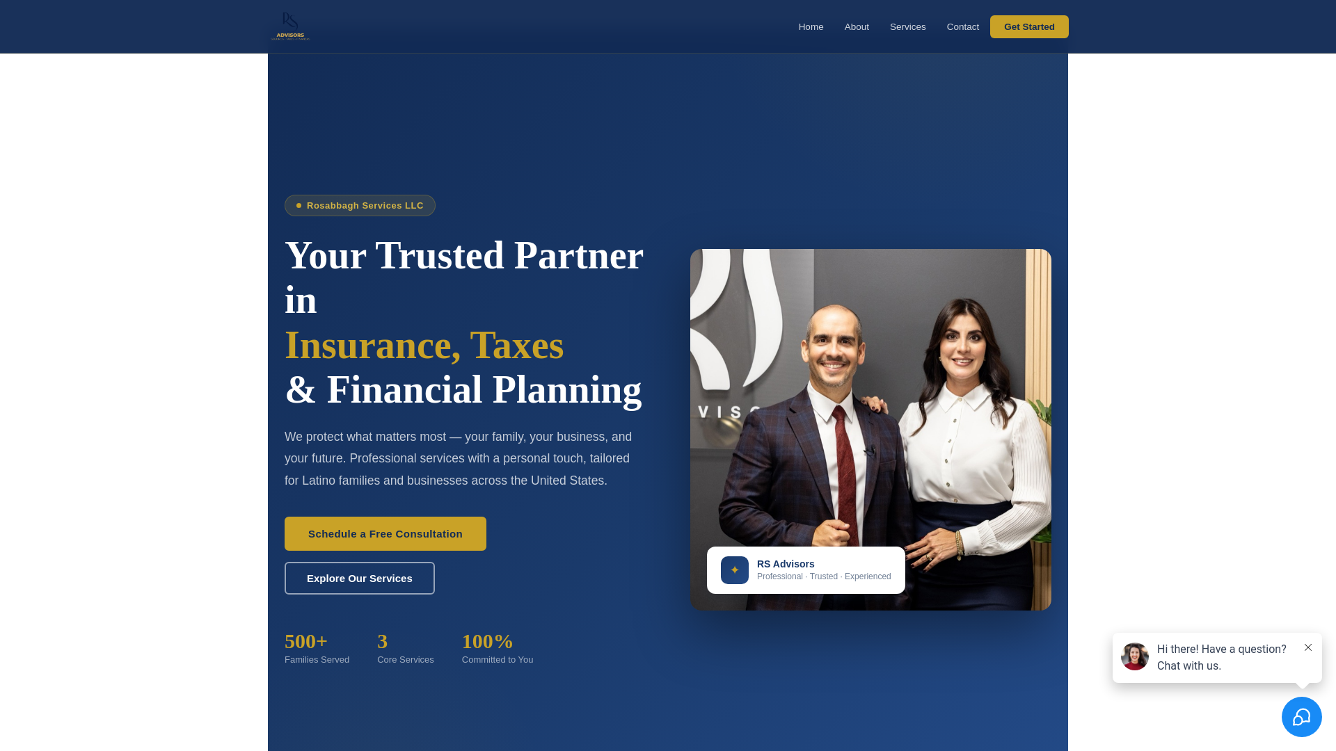 website screenshot of https://rosabbaghservicesllc.com