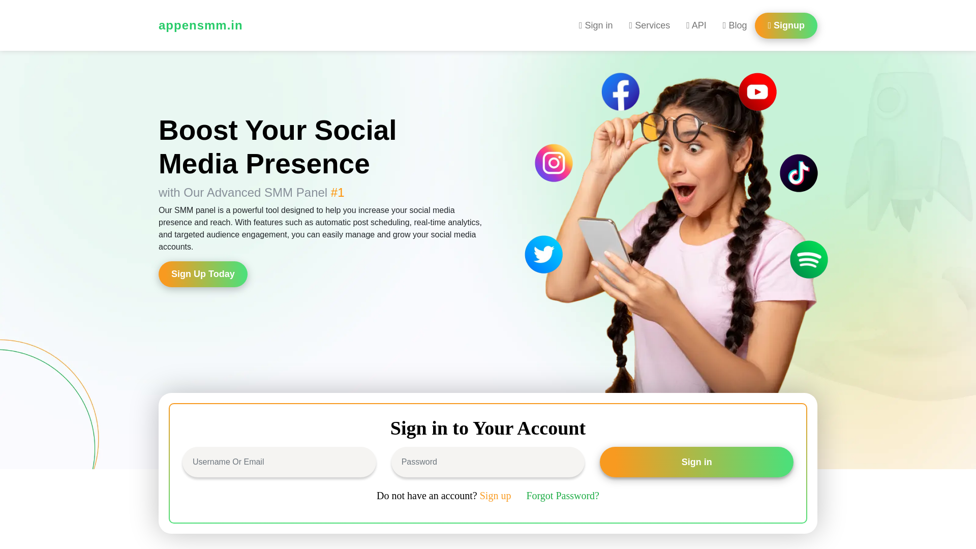 website screenshot of https://appensmm.in/