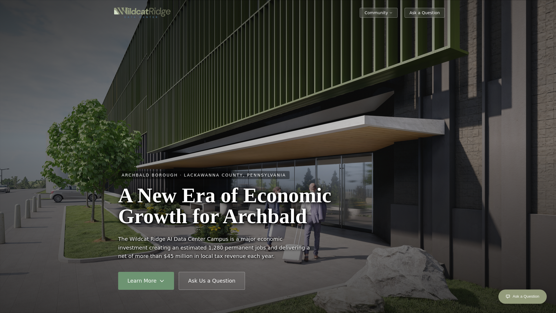 website screenshot of https://wildcatridgedatacenters.com