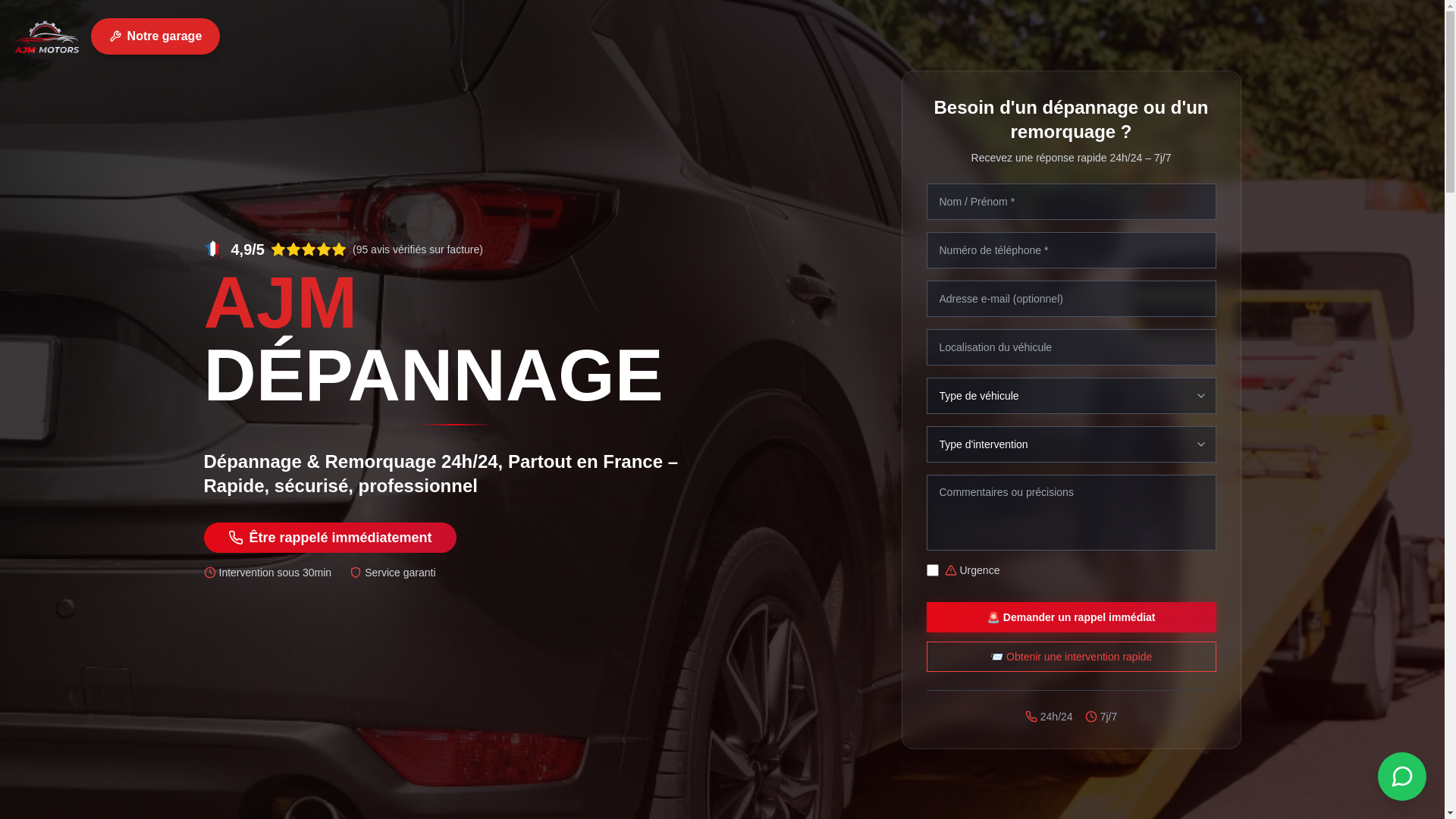 website screenshot of https://ajmdepannage.fr/