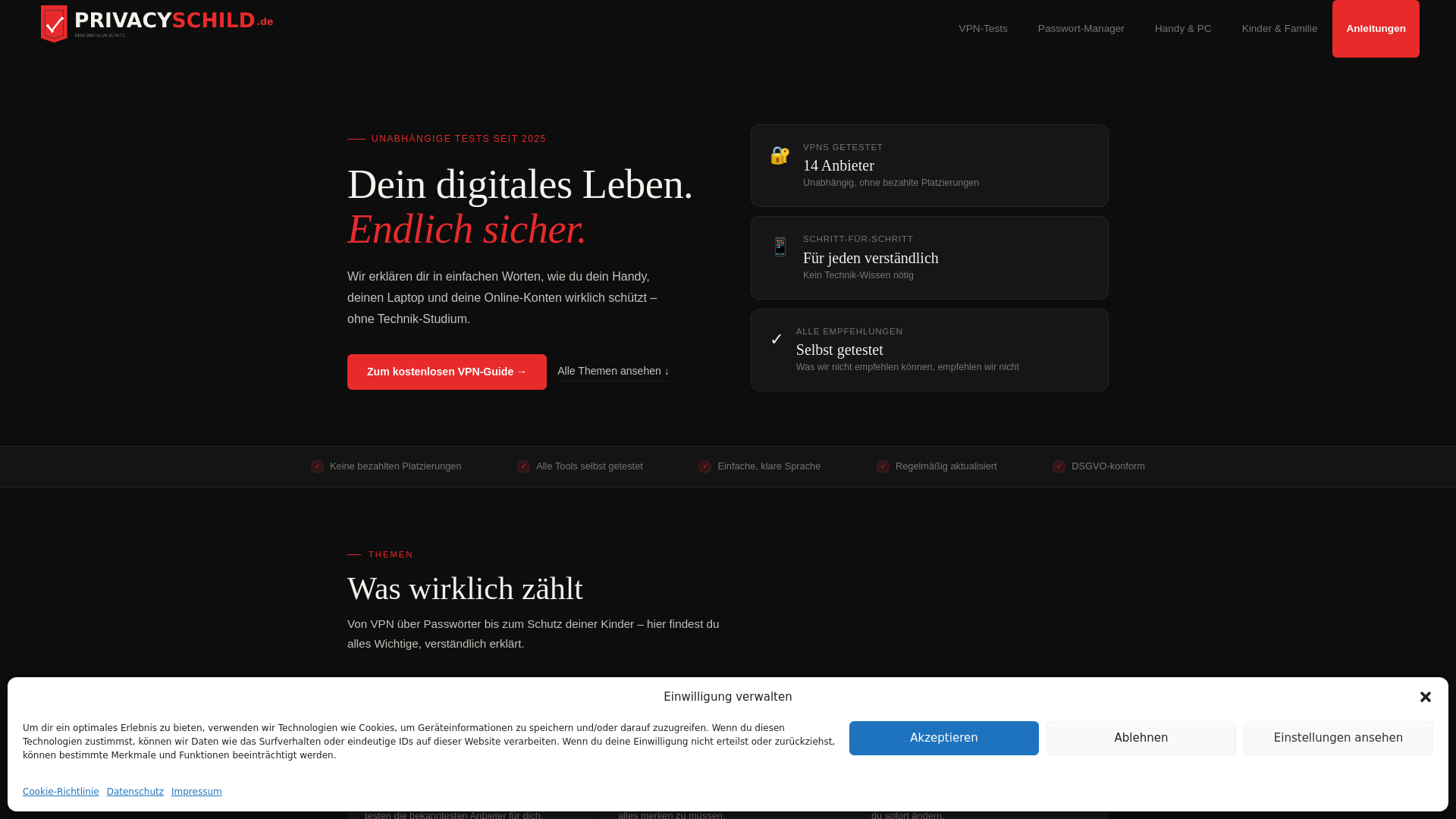 website screenshot of https://privacyschild.de/